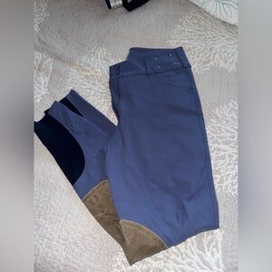 Tailored sportsman blue boot sock knee patch breeches size 28
